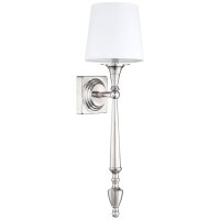 Wandlampe E27 54 cm hoch Nickel Weiß Rustikal Stoff...