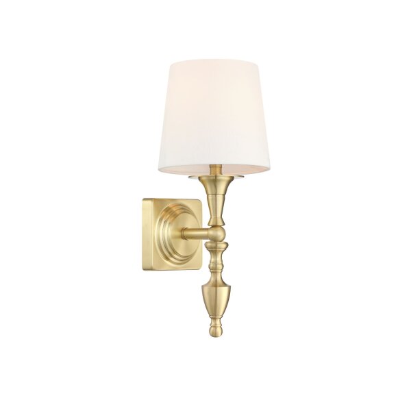 Wandlampe Messing Weiß E27 Rustikal Metall Stoff 36,4 cm hoch