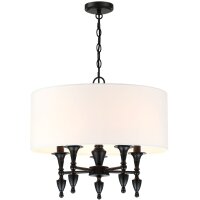 H&auml;ngeleuchte rund &Oslash; 55 cm Metall Stoff 5x E14...