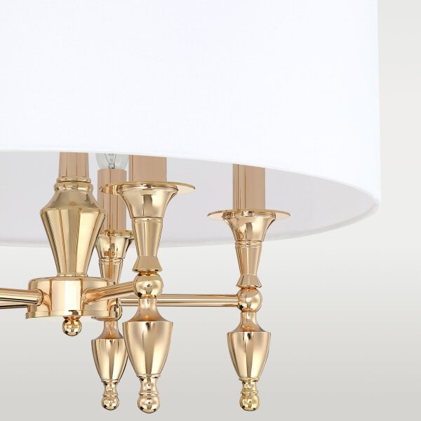 Pendelleuchte Stoff Metall E14 Ø 55 cm H: max. 2 min Gold Weiß