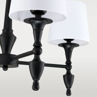 Kronleuchter Stoff Metall 61 cm breit Schwarz Weiß...