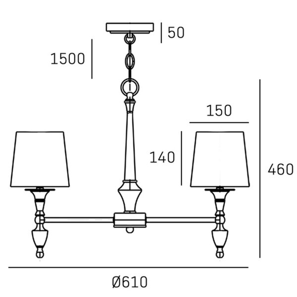 Kronleuchter E27 B: 61 cm H: max. 2 m in Messing Weiß