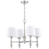 Kronleuchter mit Schirm B: 61 cm Nickel Weiß E27...