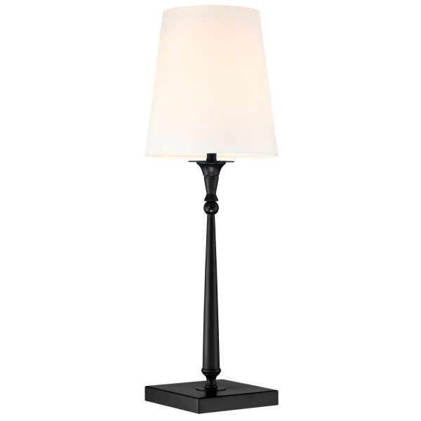 Beistelllampe Schwarz Weiß E27 H: 58 cm Metall Stoff