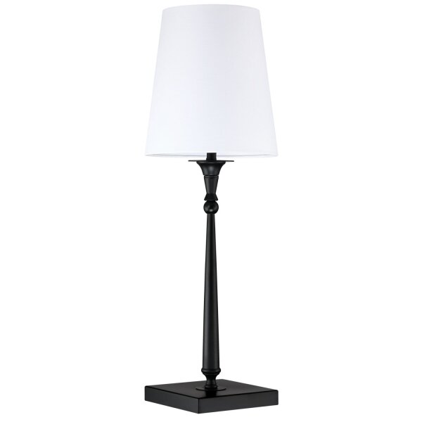 Beistelllampe Schwarz Weiß E27 H: 58 cm Metall Stoff