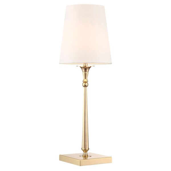 Tischleuchte Stoff Metall 58 cm hoch in Gold Weiß E27