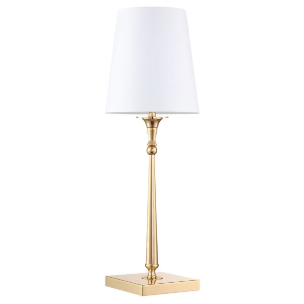 Tischleuchte Stoff Metall 58 cm hoch in Gold Weiß E27