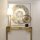 Tischleuchte Stoff Metall 58 cm hoch in Gold Weiß E27
