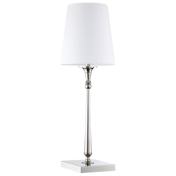 Tischlampe Stoff Metall 58 cm in Nickel Weiß E27