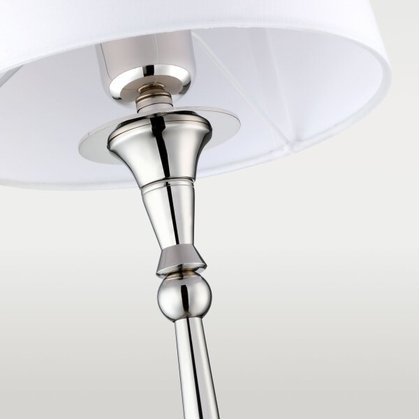 Tischlampe Stoff Metall 58 cm in Nickel Weiß E27