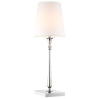 Tischlampe Stoff Metall 58 cm in Nickel Wei&szlig; E27