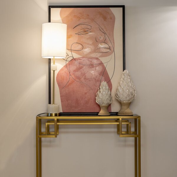 Tischlampe Stoff Metall Alabaster 77,5 cm hoch E27 ORISTA
