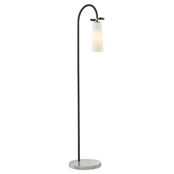 Stehlampe 150 cm Metall Glas E27 in Schwarz Weiß Messing