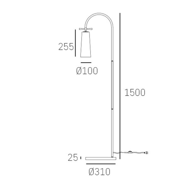 Stehlampe 150 cm Metall Glas E27 in Schwarz Weiß Messing