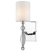 Wandlampe Stoff Metall H: 39,2 cm Chrom Weiß E14