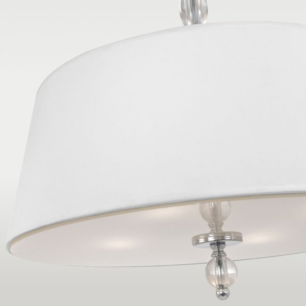 Pendelleuchte rund Ø 50 cm Chrom Weiß 4x E27 Metall Stoff