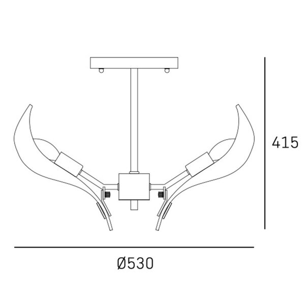 Design Deckenleuchte Glas Metall 53 cm breit in Messing Weiß