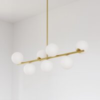 Hängelampe 110 cm lang Metall Glas G9 Messing...