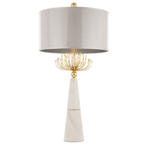 Tischlampe Marmor Fuß 81 cm hoch Weiß Grau Gold E27