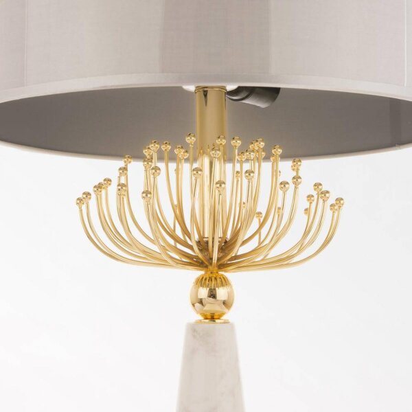 Tischlampe Marmor Fuß 81 cm hoch Weiß Grau Gold E27