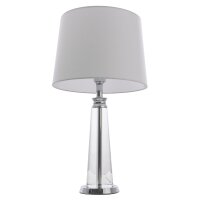 Beistelllampe Glas Metall Stoff E27 Silber Grau 62 cm
