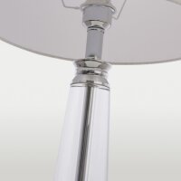 Beistelllampe Glas Metall Stoff E27 Silber Grau 62 cm
