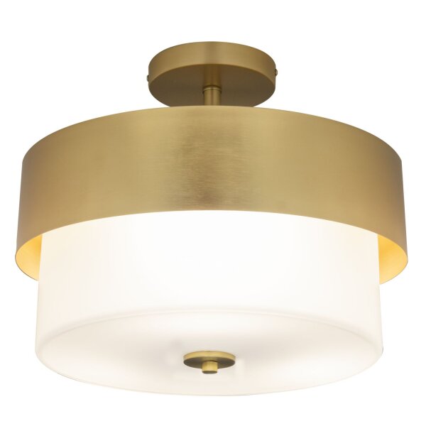 Deckenlampe Metall Glas E27 Ø 40 cm rund in Messing Weiß