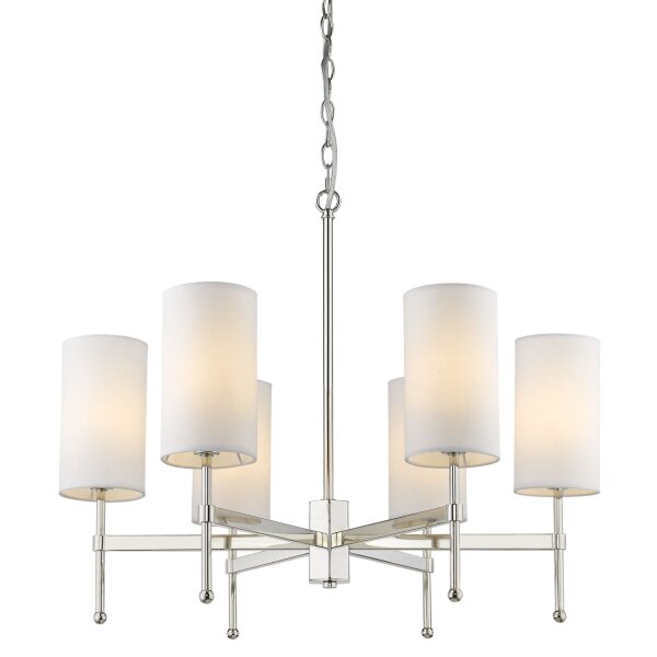 Kronleuchter mit Schirm Metall Stoff B: 70 cm E14 Nickel Weiß