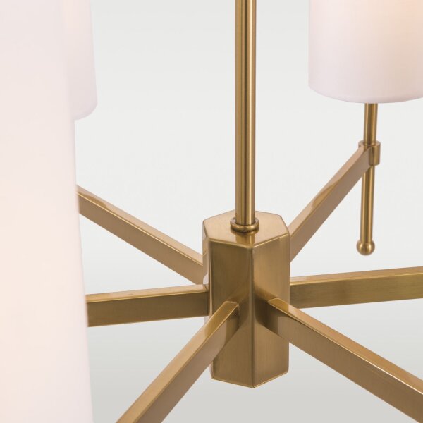 Kronleuchter Messing Weiß E14 B: 70 cm Metall Stoff mit Schirm