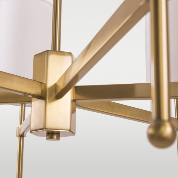 Kronleuchter Messing Weiß E14 B: 70 cm Metall Stoff mit Schirm