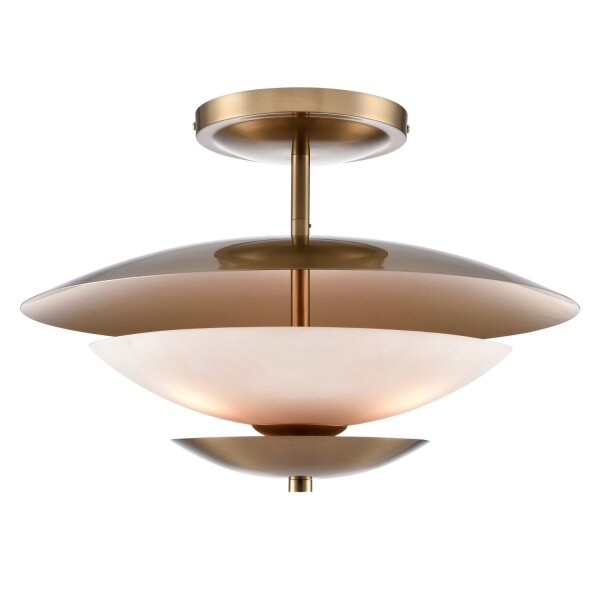Deckenlampe rund Ø 46 cm in Messing Weiß 3x E14