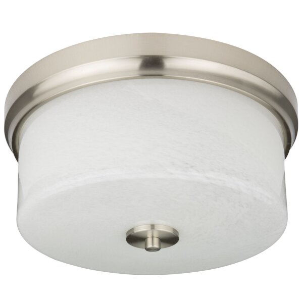 Deckenlampe rund Ø 30 cm rund Nickel Weiß 2x E27 Metall Glas
