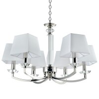 Kronleuchter Metall Stoff B: 70 cm Nickel Weiß E14...