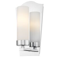 Wandlampe Glas Metall E14 23,3 cm hoch Chrom Weiß