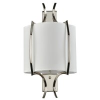 Wandlampe innen E14 H: 44 cm Nickel Weiß Metall Stoff