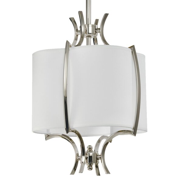 Pendelleuchte Stoff Metall E14 Ø 32 cm in Nickel Weiß