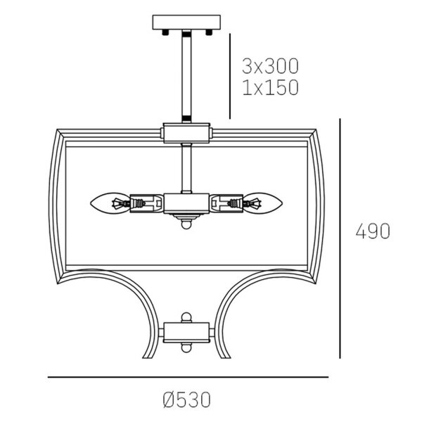 Pendelleuchte rund Ø 53 cm H: max. 1,6 m 4x E14 Metall Stoff
