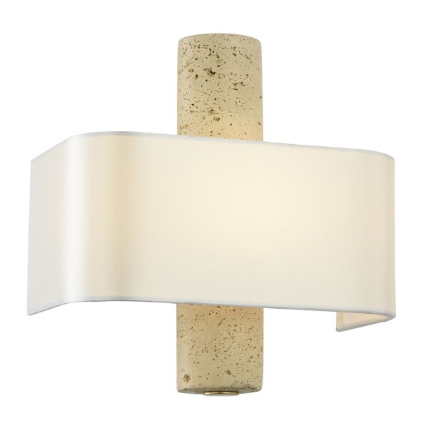 Wandlampe eckig B: 24 cm Stoff Travertin 2x G9 KORDEN