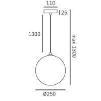 Pendelleuchte Rauchglas Kugel Ø 25cm H: max. 1,3m...