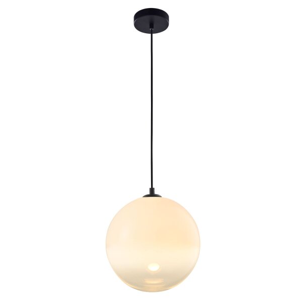 Hängelampe Kugelschirm Ø 25 cm Metall Glas G9 Schwarz Weiß