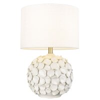 Tischlampe Keramik Stoff E27 56 cm in Weiß Messing...