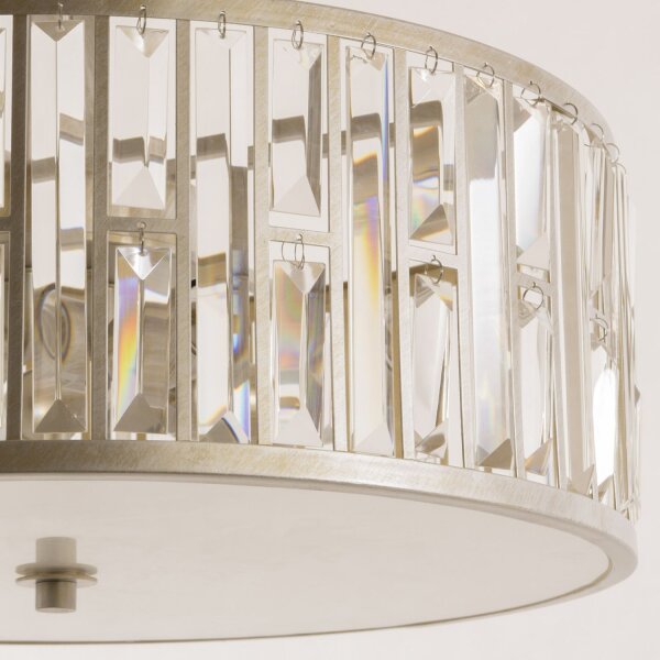 Pendelleuchte rund D: 55 cm 5x E27 Kristall Metall