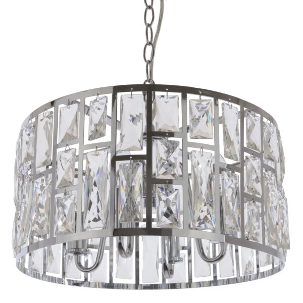 Hängelampe rund Ø 39 cm Metall Kristall 4x E14 in Silber