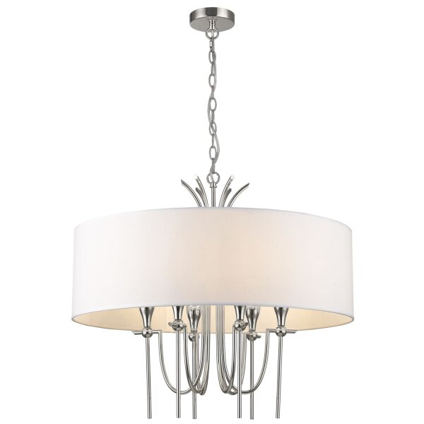 Hängelampe rund D: 70 cm Nickel Weiß E14 Metall Stoff