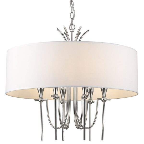 Hängelampe rund D: 70 cm Nickel Weiß E14 Metall Stoff