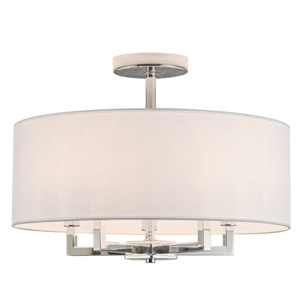 Deckenleuchte rund D: 50 cm H: 38 cm Nickel Weiß 5x E14