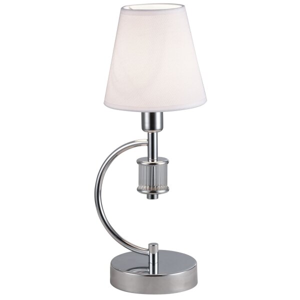 Nachttischlampe Chrom Weiß 38,5 cm Stoff Metall E14