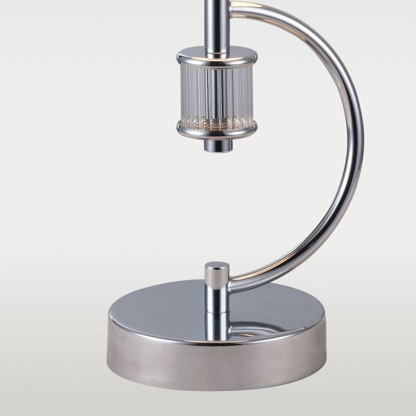 Nachttischlampe Chrom Weiß 38,5 cm Stoff Metall E14