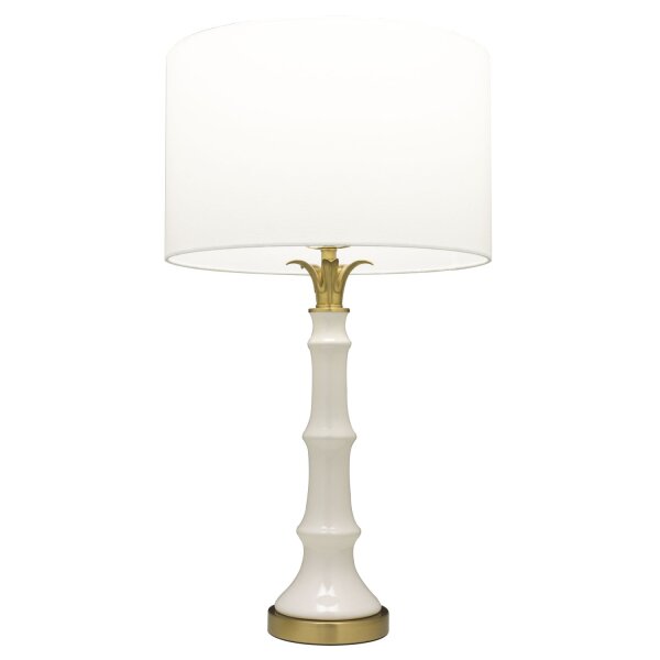 Beistelllampe Keramik Stoff 72,5 cm hoch in Weiß Messing E27