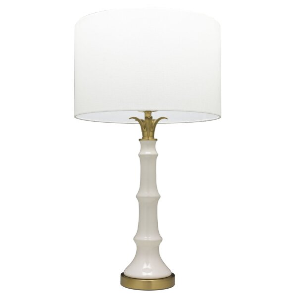Beistelllampe Keramik Stoff 72,5 cm hoch in Weiß Messing E27